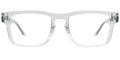 The Drew rectangle eyeglasses in crystal clear acetate by Pair Eyewear