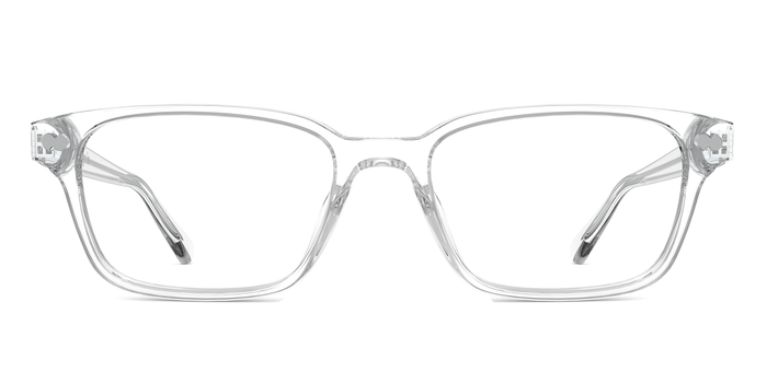 The Finley rectangle eyeglasses in crystal clear acetate by Pair Eyewear