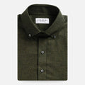 Man wearing green houndstooth casual shirt - brushed twill flannel