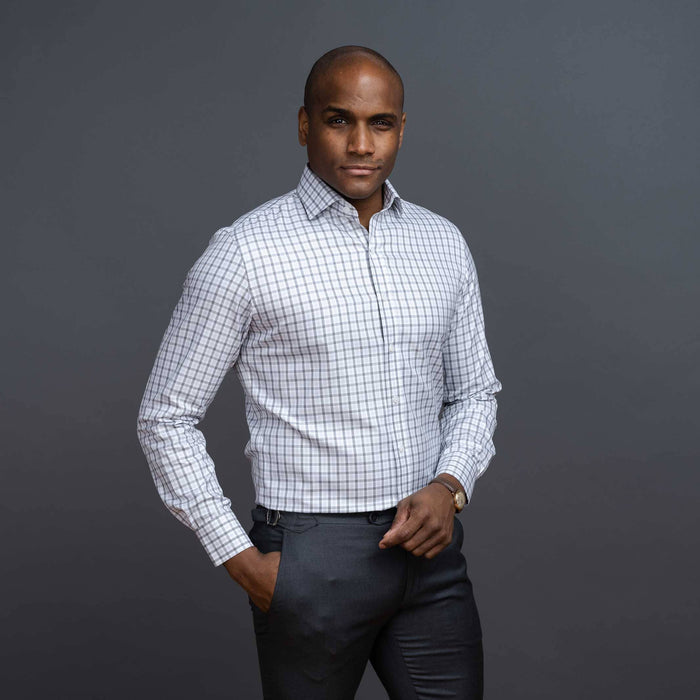 The Grey Huxley Tattersall Dress Shirt Dress Shirt- Ledbury