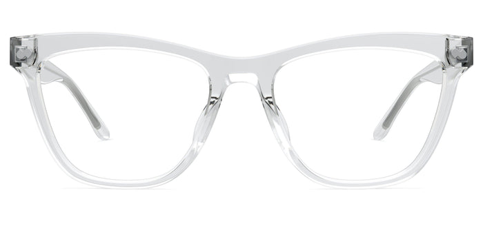 The Harper cat eye eyeglasses in crystal clear acetate by Pair Eyewear