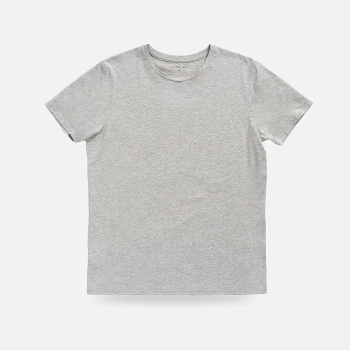Ledbury Heather Grey Crew Neck Undershirt – front view, low-contrast under dress shirts, cotton modal blend