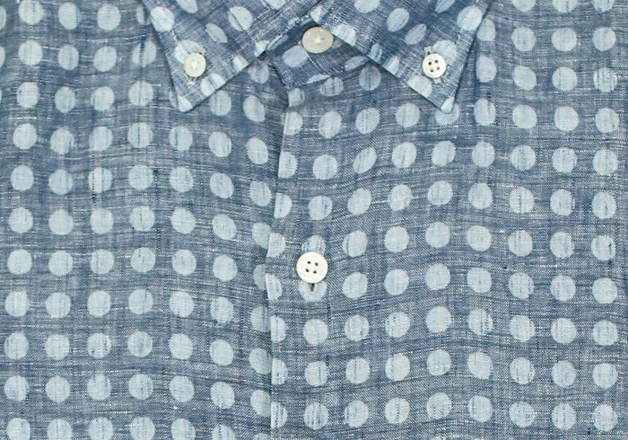The Indigo Short Sleeve Bonnell Dot Print Casual Shirt Short Sleeve- Ledbury