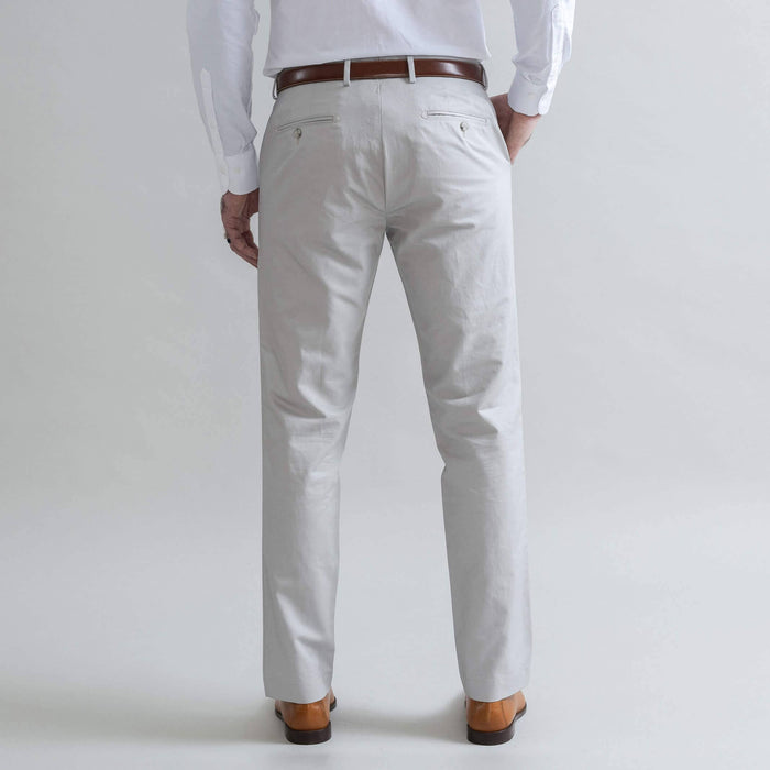 Ledbury Light Grey All Season Richmond Dress Chino Custom Pant — back view showing pocket detail