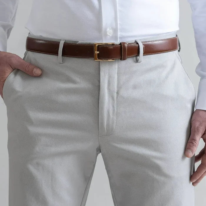 Ledbury Light Grey All Season Richmond Dress Chino Custom Pant — close up pocket view