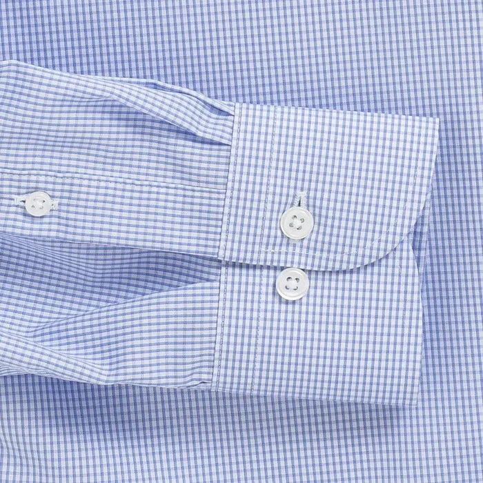 Micro check shirt sleeve and cuff detail - lilac Kent micro-twill