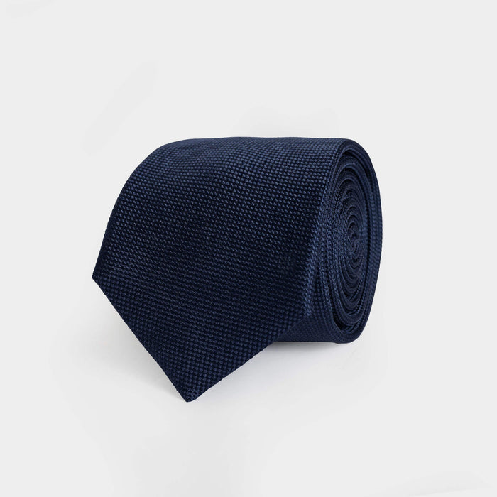 Navy Barone 100% silk jacquard tie — made in Italy by Ledbury