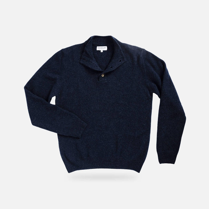 Navy Heather Brewer Mock Neck Sweater – front view | Ledbury