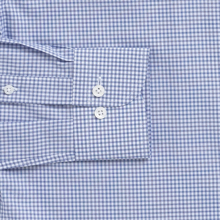 Gingham check shirt sleeve and cuff - navy Kent micro-twill