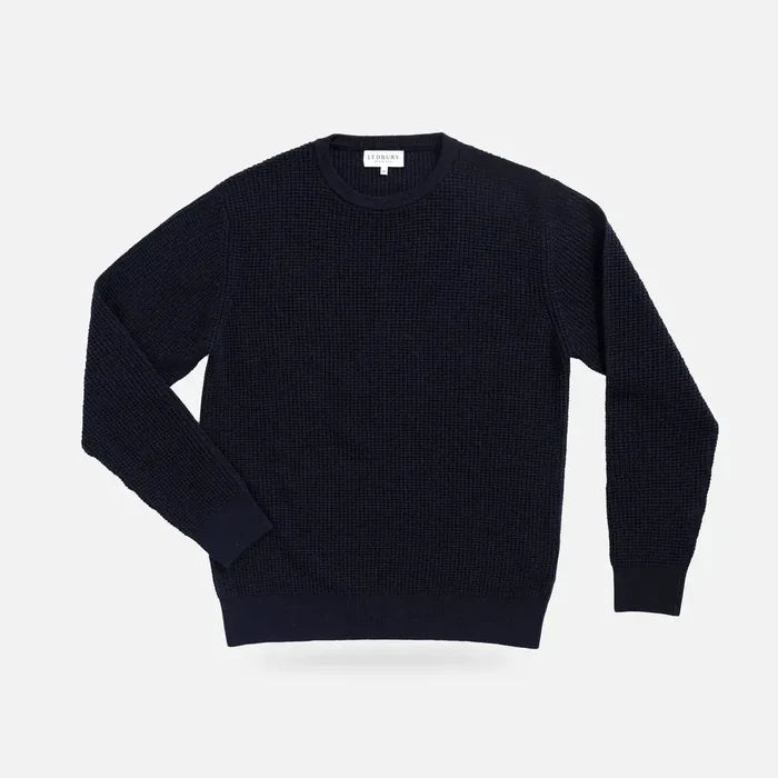 Navy Walden Thermal Crew Sweater – Front View | Ledbury