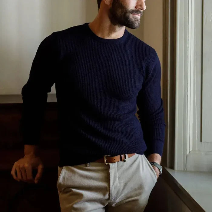 Navy Walden Thermal Crew Sweater – Lifestyle | Ledbury