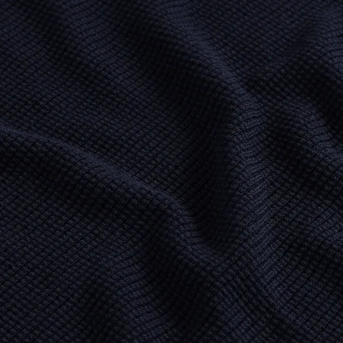 Navy Walden Thermal Crew Sweater – Waffle Knit Fabric Detail | Ledbury