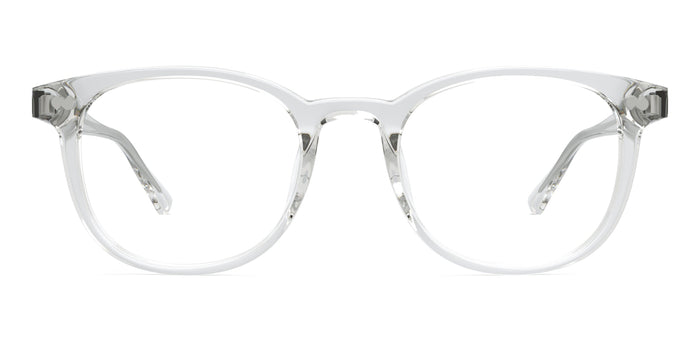The Reese round eyeglasses in crystal clear acetate by Pair Eyewear
