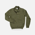 Sage Brewer Mock Neck Sweater laid flat, full garment view