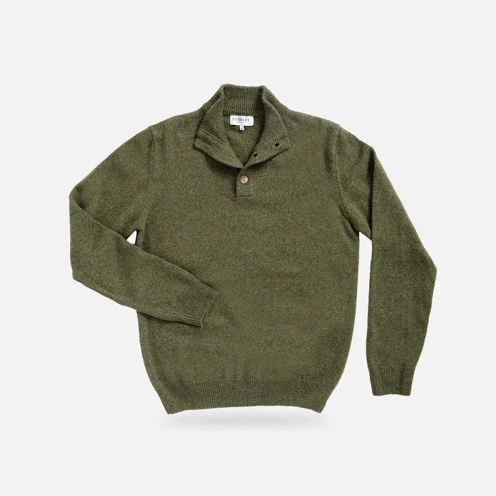 Sage Brewer Mock Neck Sweater laid flat, full garment view