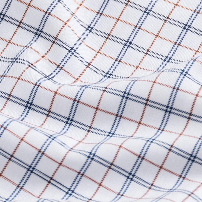 Journey Flex sienna windowpane dress shirt fabric close-up - wrinkle-resistant performance material