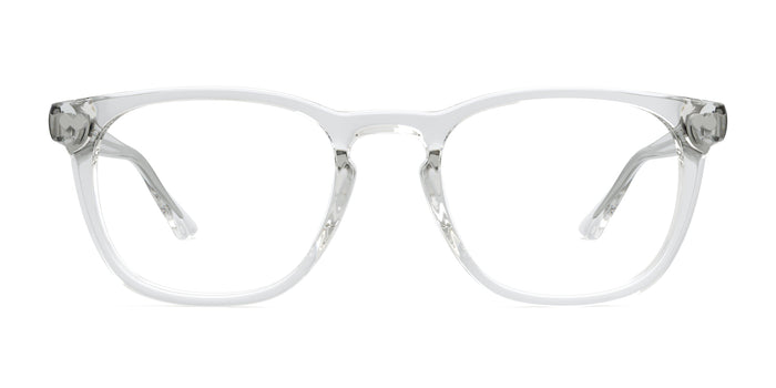 The Twain round eyeglasses in crystal clear acetate by Pair Eyewear