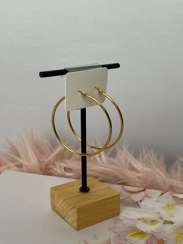 The Valentina Thin Medium Waterproof Hoops -  2"