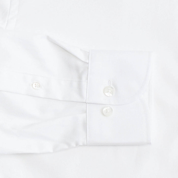 King Fine Twill shirt sleeve detail - white dress shirt with mother-of-pearl buttons