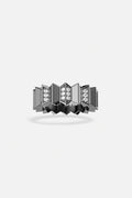 APM Ring, geometric edge in rhodium finish, sculptural and boldly modern.