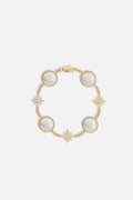 APM Bracelet in golden hues, celestial stars and pearly medallions for effortless charm.