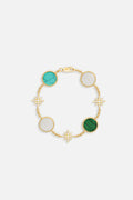 APM Bracelet, celestial stars and vibrant colors dancing along a golden chain.