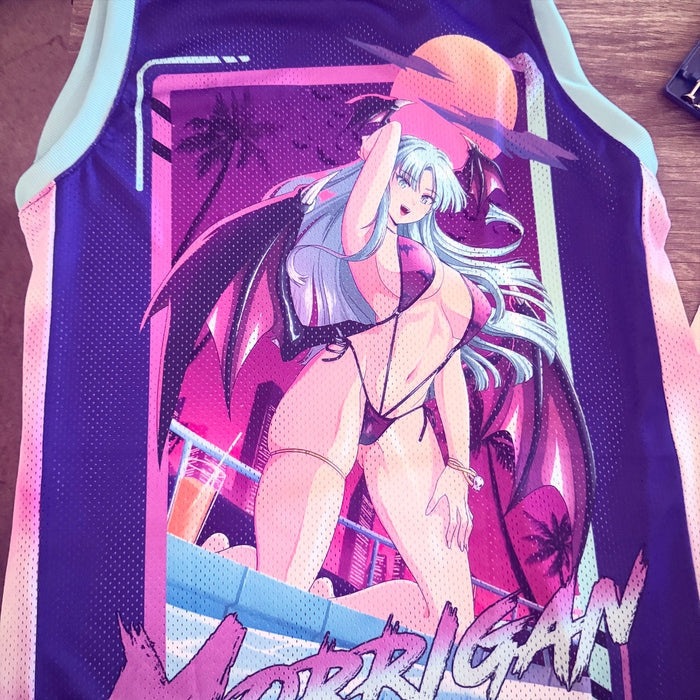 Vaporwave Bikini Morrigan Baskeball Jersey