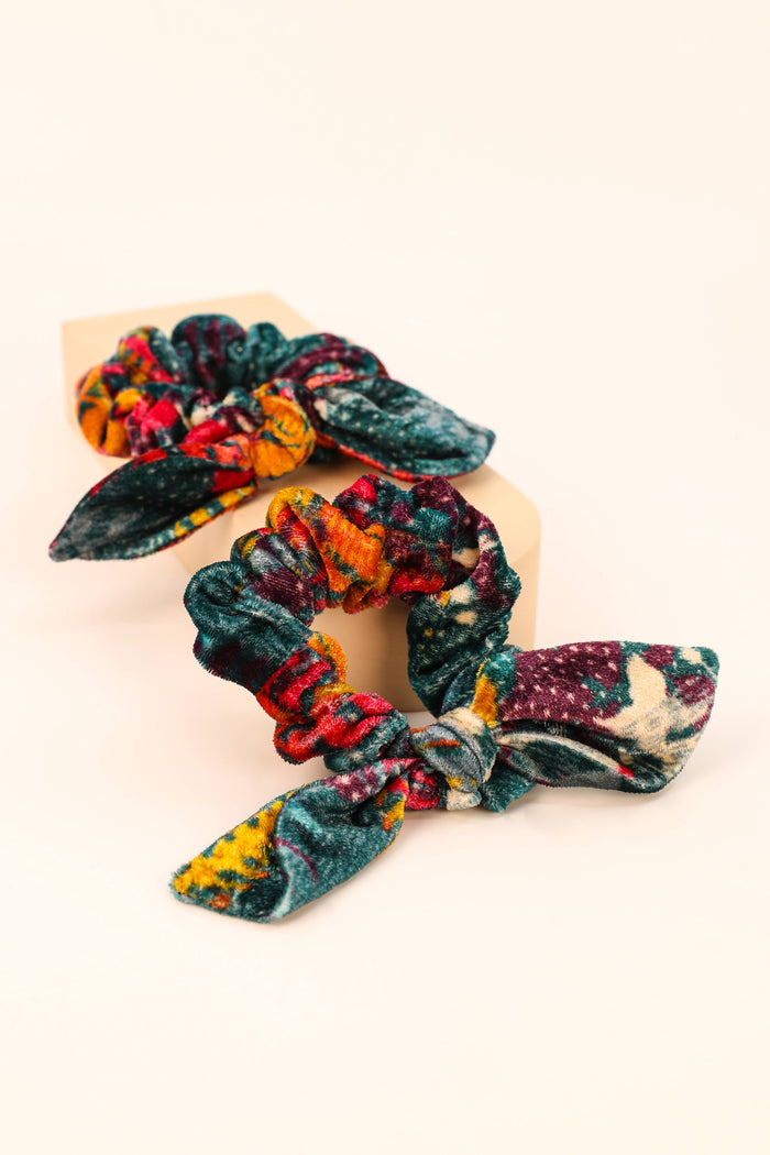 Velvet Forest Foliage Scrunchies (Pack of 2)
