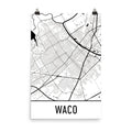 Waco TX Street Map Poster White