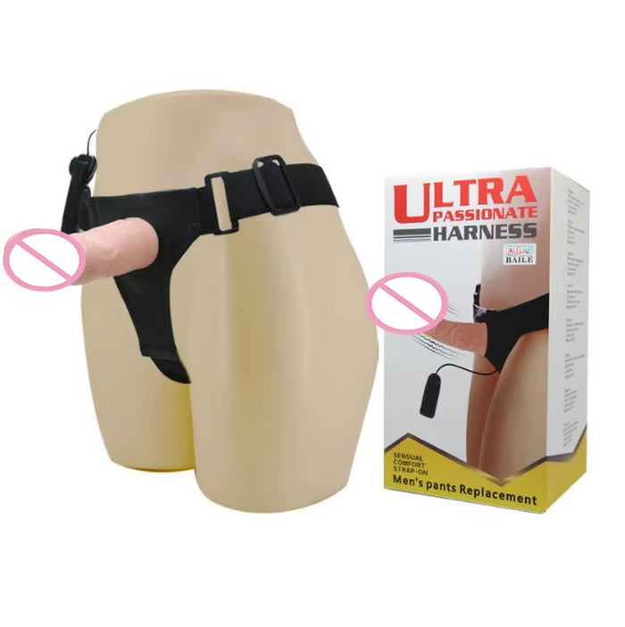 Wearable Hollow Penis with Belt Dildo Remote Control Vibration Strap on Dildo for Man