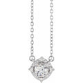 White Sapphire Necklace with Diamond Halo