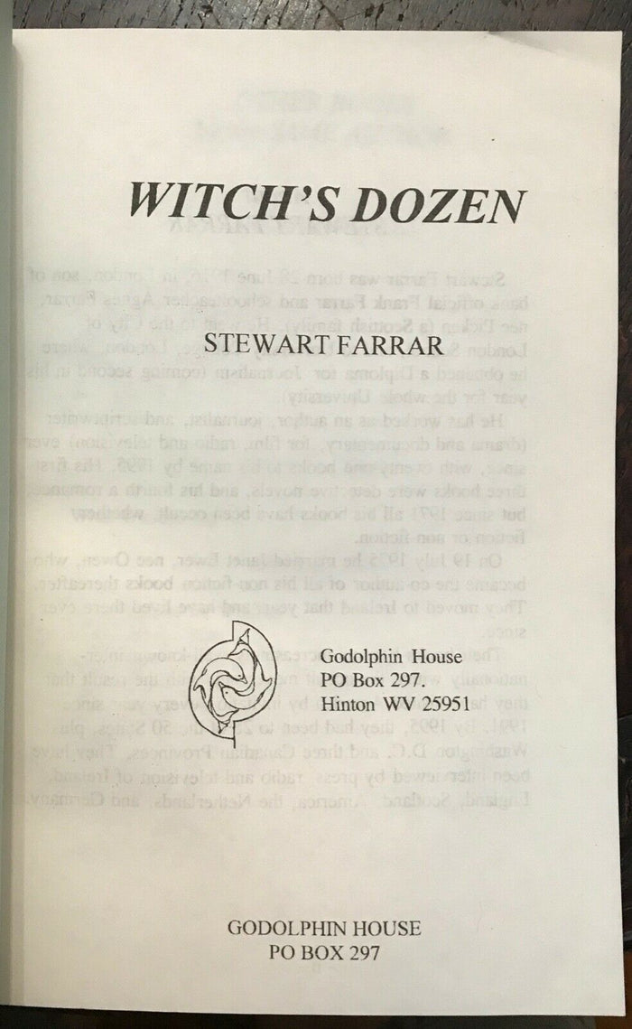 WITCH'S DOZEN - Stewart Farrar, 1st Ed 1995 - WITCHCRAFT SUPERNATURAL OCCULT LIT