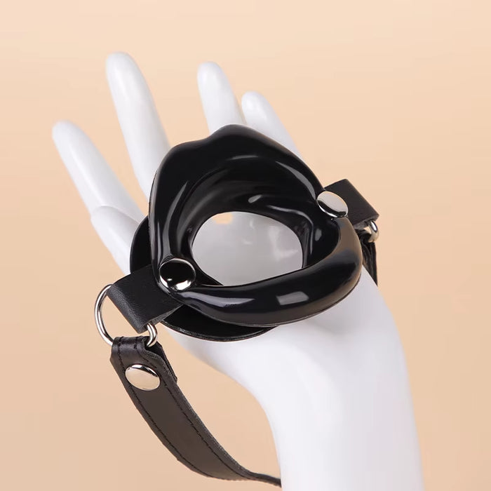 Women Fetish Leather Rubber Lips O Ring Open Mouth Gag Bondage Restraints BDSM Sex Erotic Toy