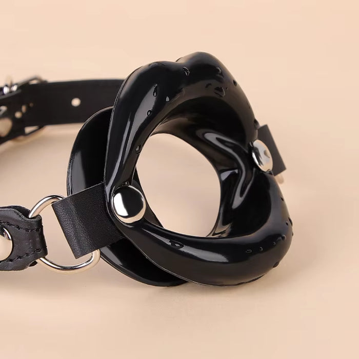 Women Fetish Leather Rubber Lips O Ring Open Mouth Gag Bondage Restraints BDSM Sex Erotic Toy